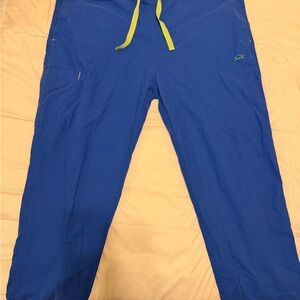 Iguana Med Blue Scrub bottoms with Lime green Details